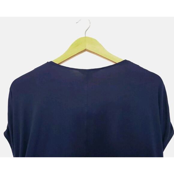 Lands End Midi Dress Size 3X Jersey Tie Waist Navy Sleeveless Split V Neck - Picture 4 of 7